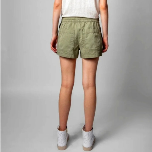 Zadig &  Voltaire Paro Linen Blend Shorts Green with Gold Side Stripe 34 or XS - Picture 2 of 16